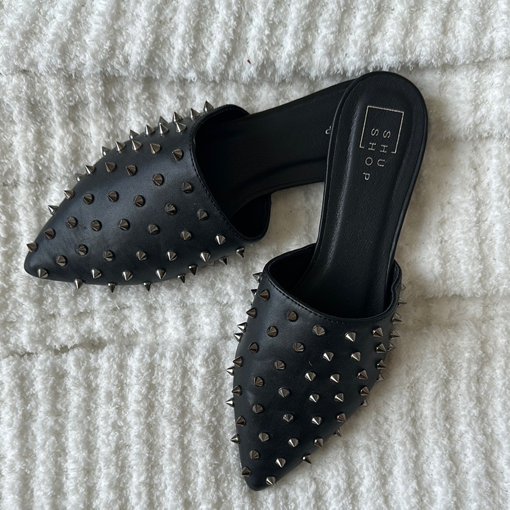 shu shop spiked mules (new)